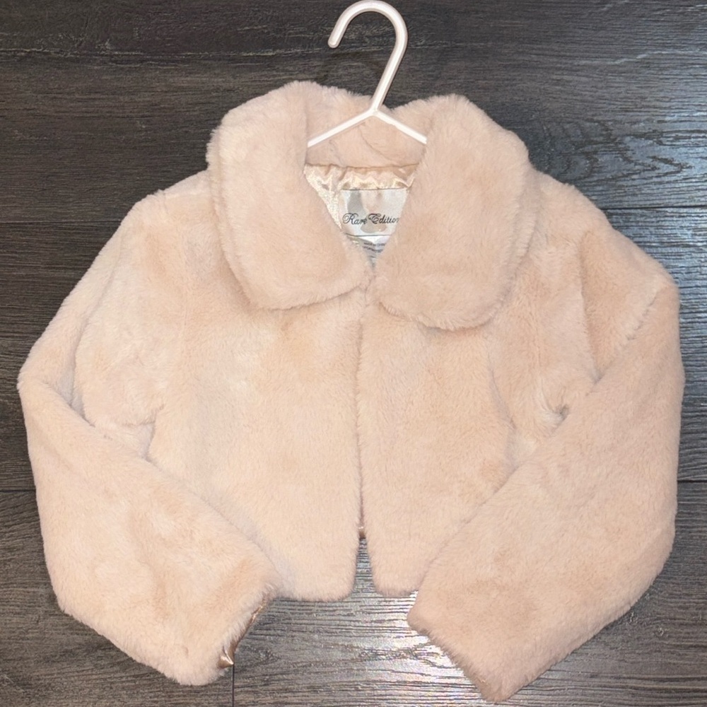 Rare Editions Soft Faux Fur Jacket Size 5 Off White/Cream - Picture 6 of 9